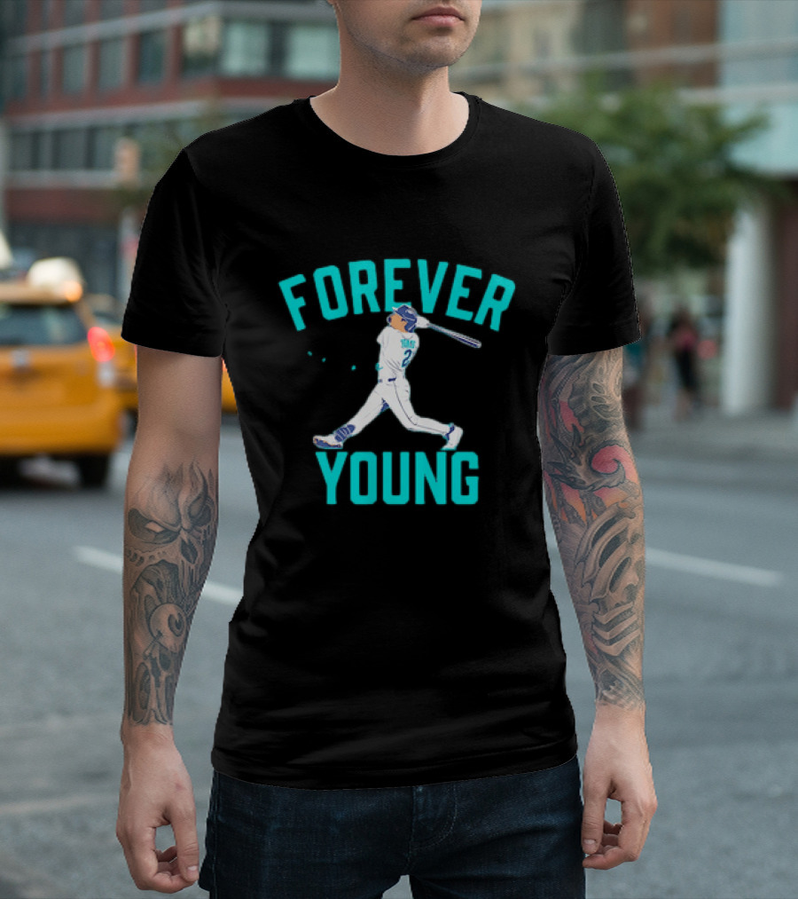 Forever Young Seattle Mariners Cole Young Swinging Baseball T-Shirt