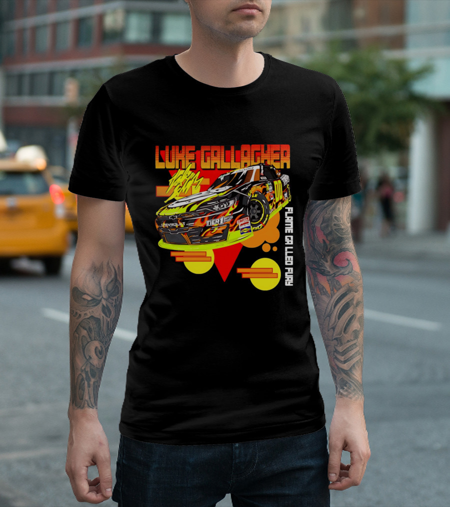 Luke Gallagher Flame Grilled Fury Tier 1 Racing 00 Car T-Shirt