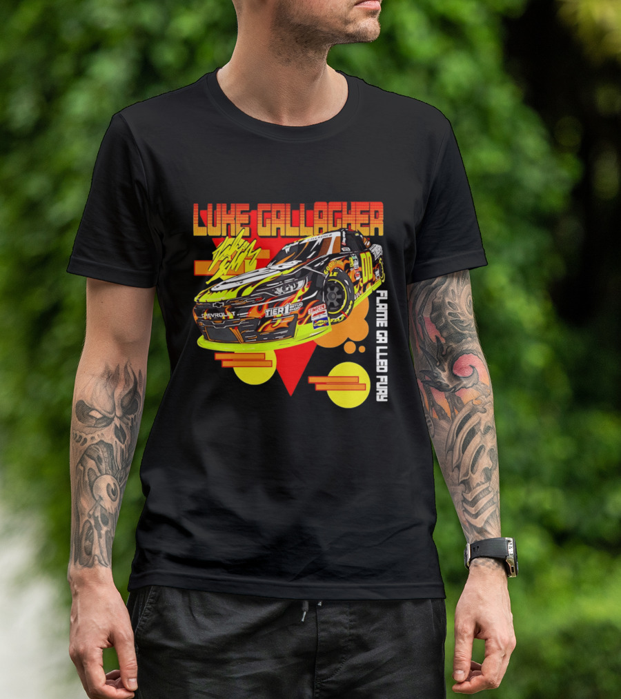 Luke Gallagher Flame Grilled Fury Tier 1 Racing 00 Car T-Shirt