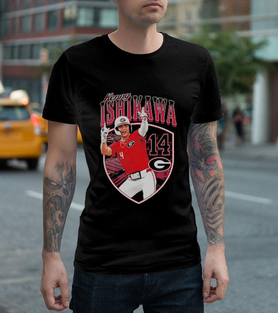 Kenny Ishikawa Georgia Bulldogs 14 Action Pose T-Shirt