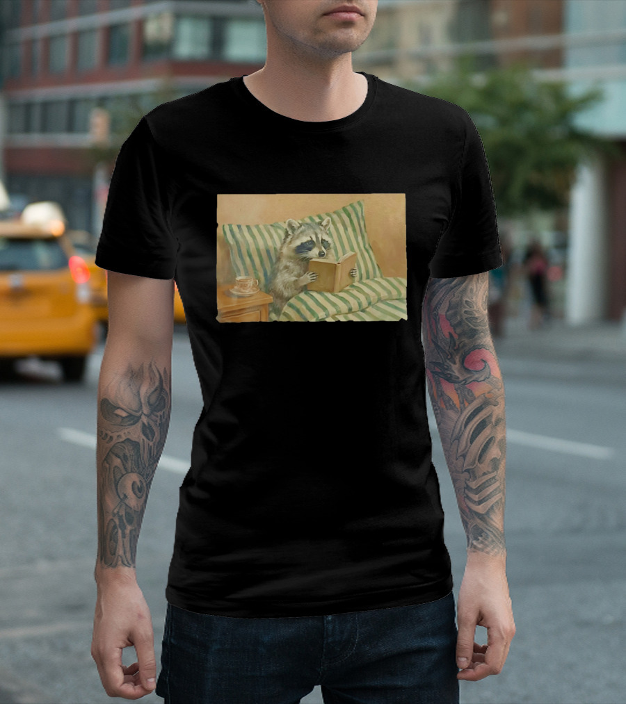 Probably Reading Trash Raccoon Bookworm Cozy T-Shirt