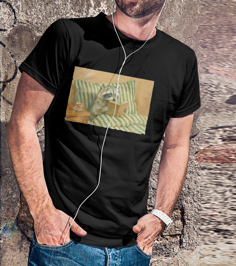 Probably Reading Trash Raccoon Bookworm Cozy T-Shirt