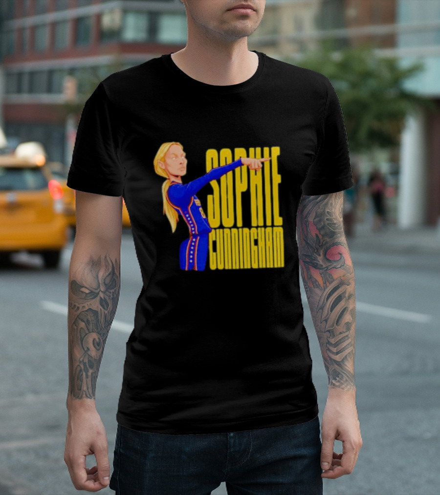 Sophie Cunningham Cartoon Indiana Fever Pointing T-Shirt