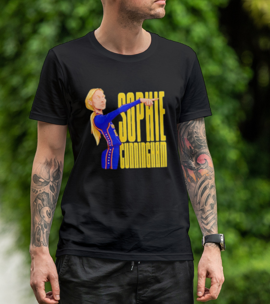 Sophie Cunningham Cartoon Indiana Fever Pointing T-Shirt