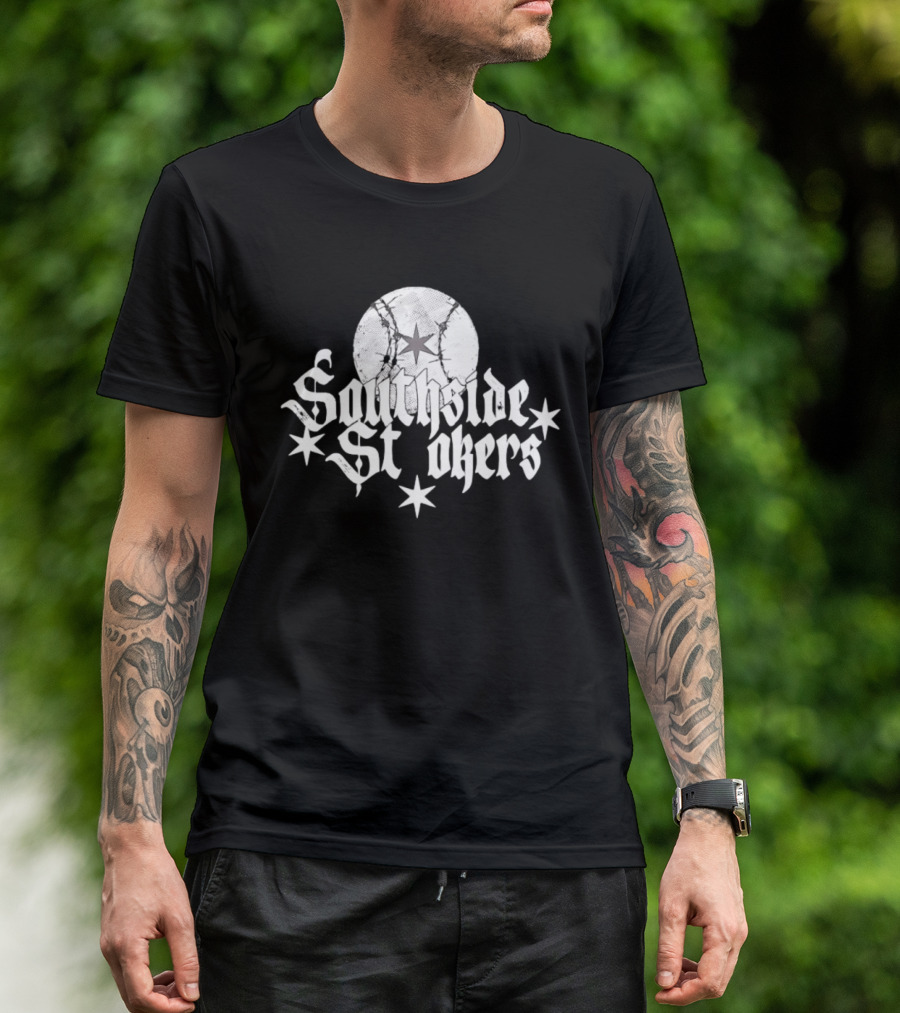 Southside Strokers Chicago Baseball Barbed Wire Star T-Shirt