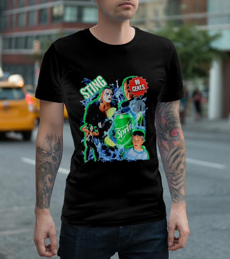 Sting WCW Sprite 99 Cents Lime Water Splash Wrestling T-Shirt
