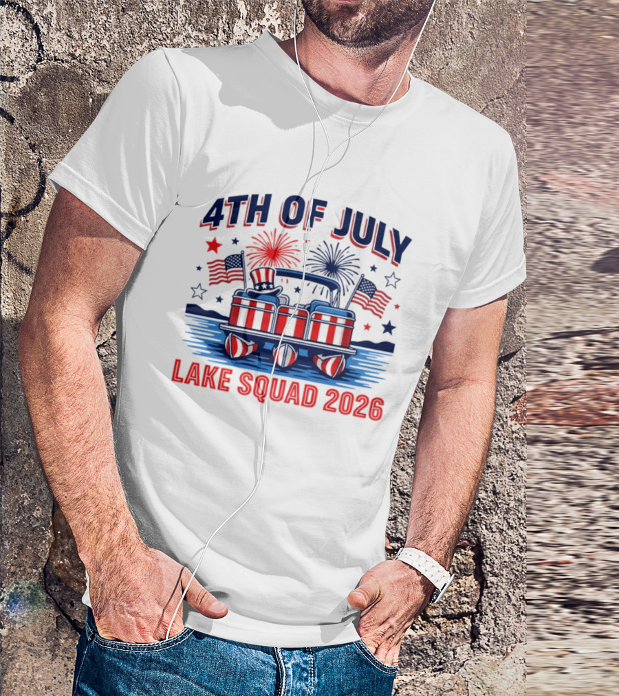 4th Of July Lake Squad 2026 Patriotic Pontoon Boat T-Shirt