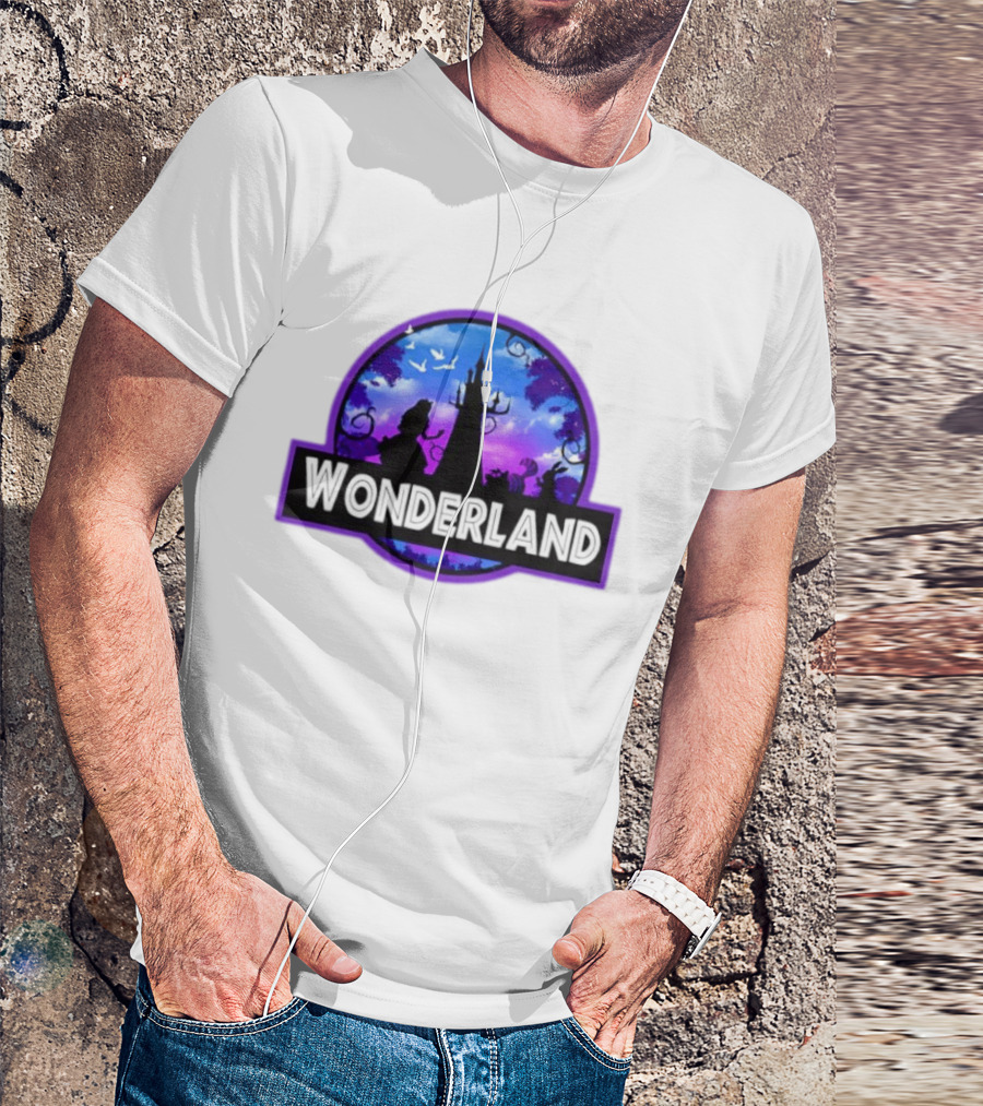 Alice Cheshire Cat White Rabbit Wonderland Disney Fantasy Adventure Movie T-Shirt