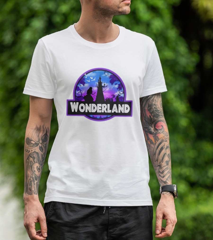 Alice Cheshire Cat White Rabbit Wonderland Disney Fantasy Adventure Movie T-Shirt