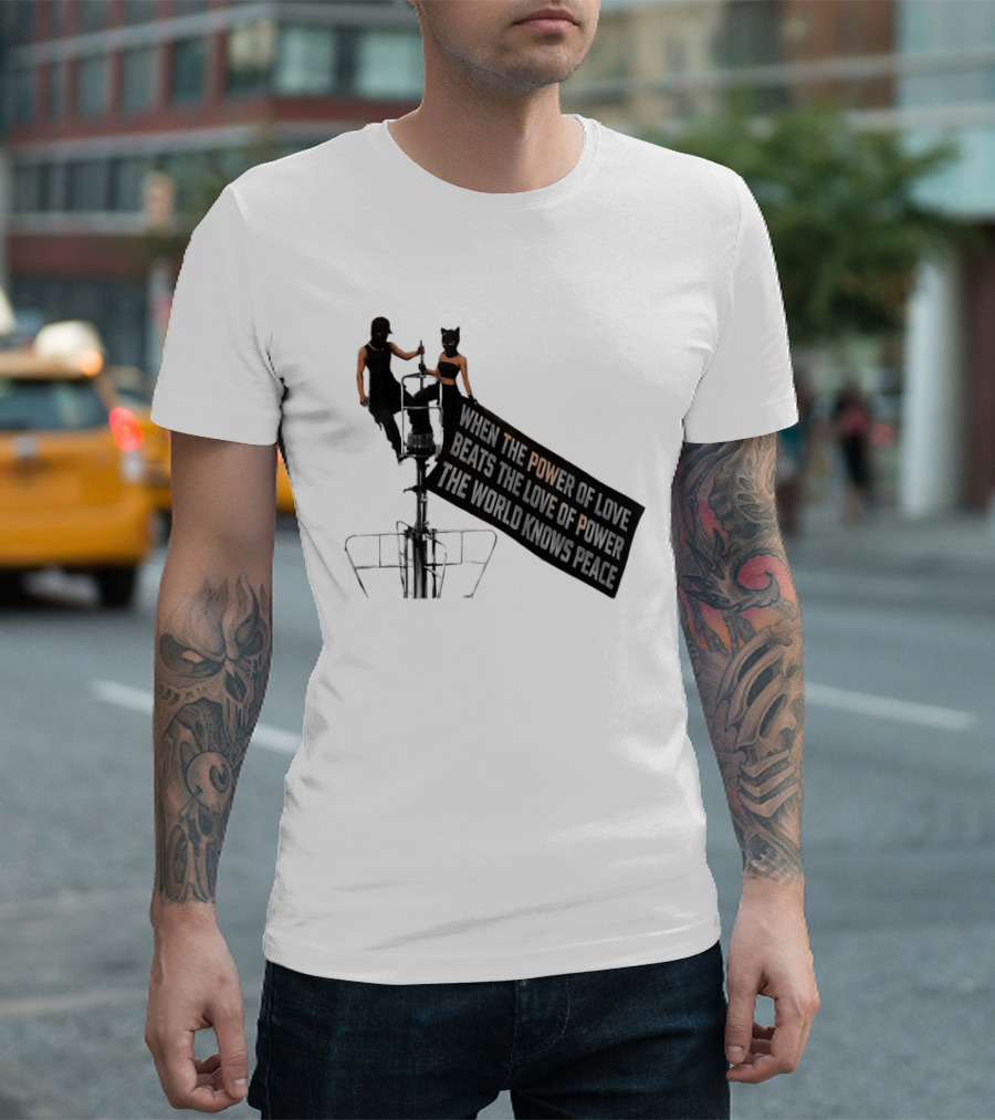 Angela Nikolau Ivan Beerkus Empire State Building Power Of Love Overpowering Love Of Power T-Shirt