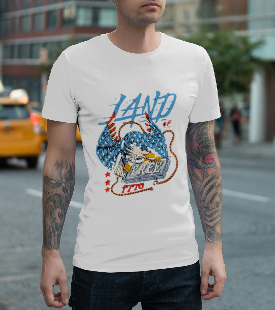 Land Of The Free 1776 Bald Eagle Patriotism T-Shirt