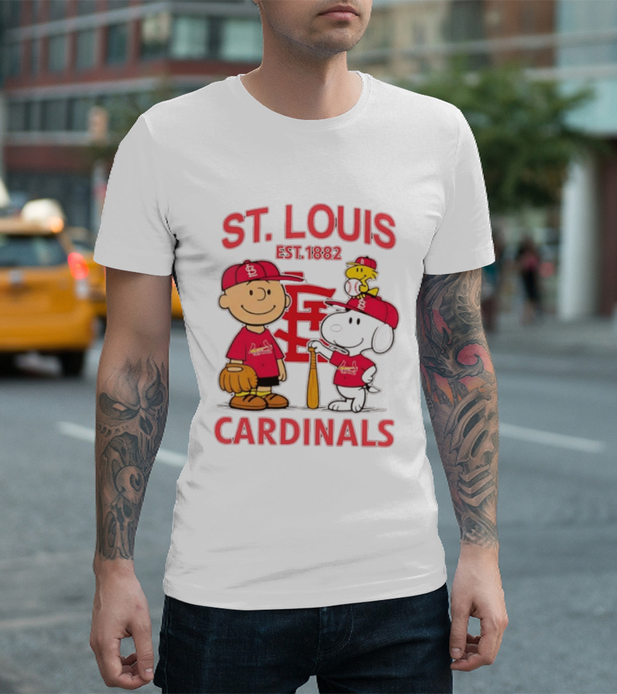 St. Louis Cardinals Est 1882 Charlie Brown Snoopy Woodstock MLB T-Shirt