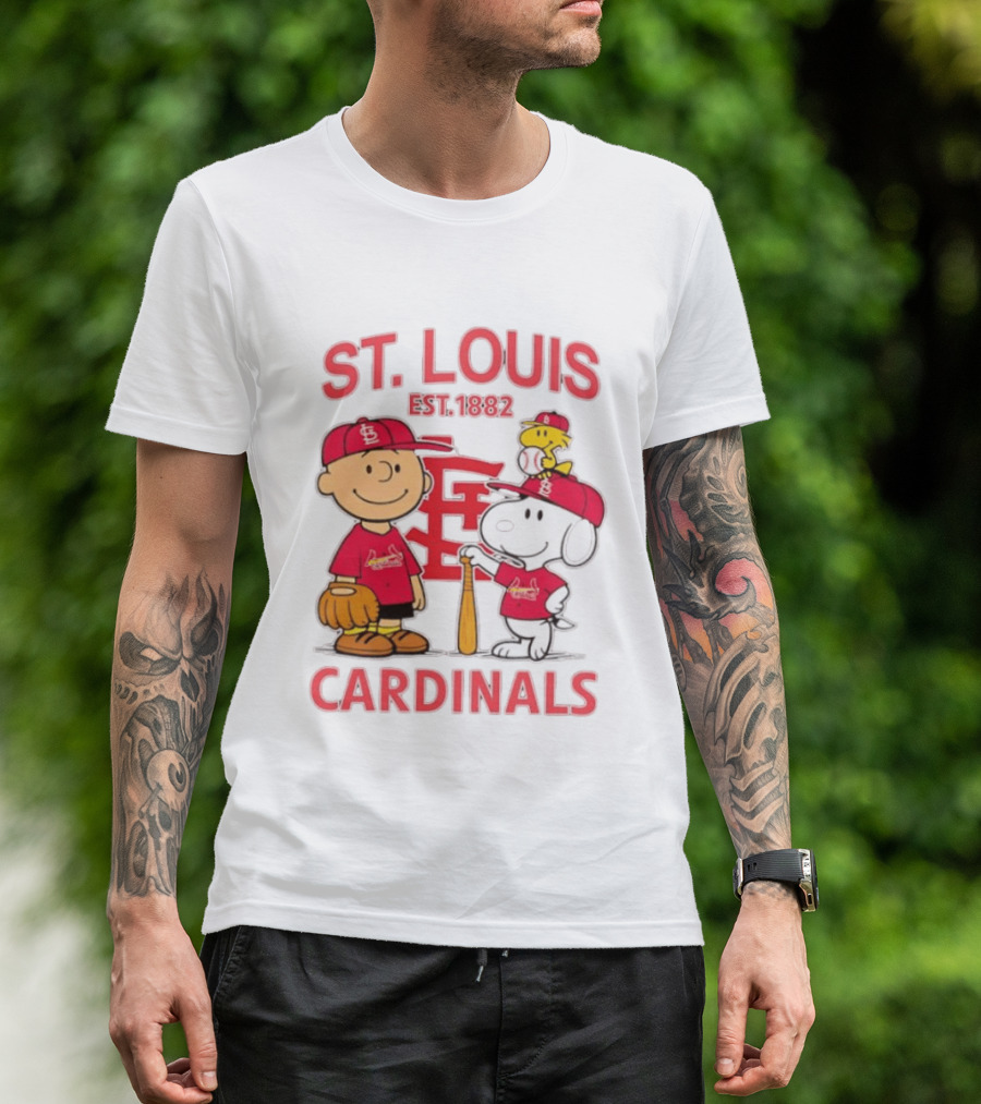 St. Louis Cardinals Est 1882 Charlie Brown Snoopy Woodstock MLB T-Shirt