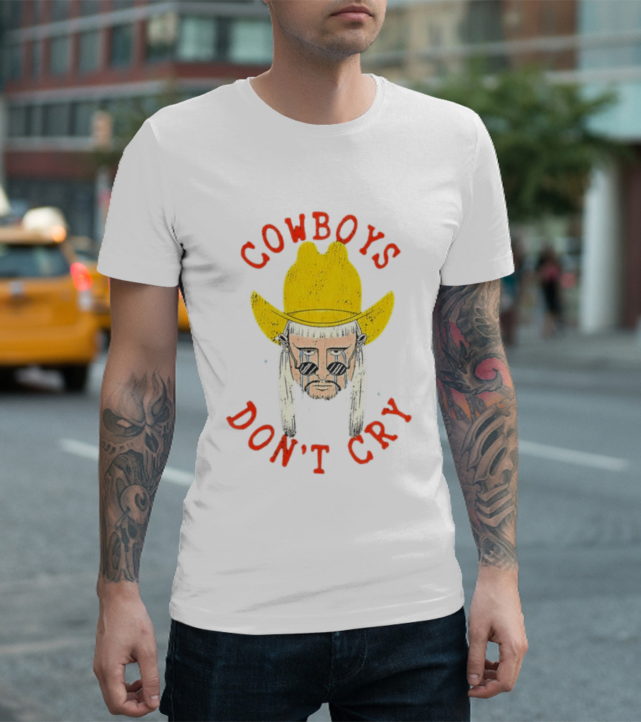 Cowboys Don't Cry Yellow Hat Sad Face T-Shirt