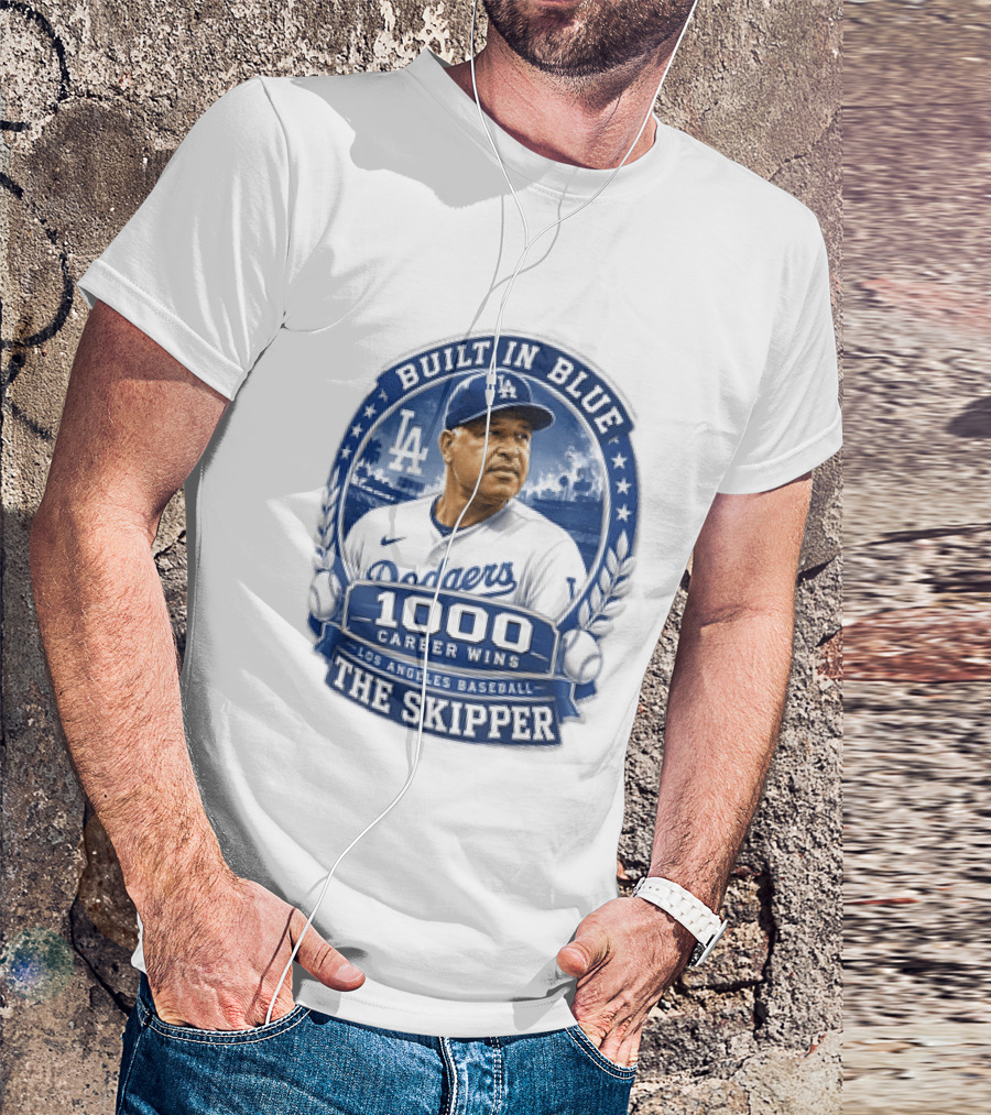 Built In Blue Los Angeles Dodgers Dave Roberts 1000 Career Wins The Skipper T-Shirt