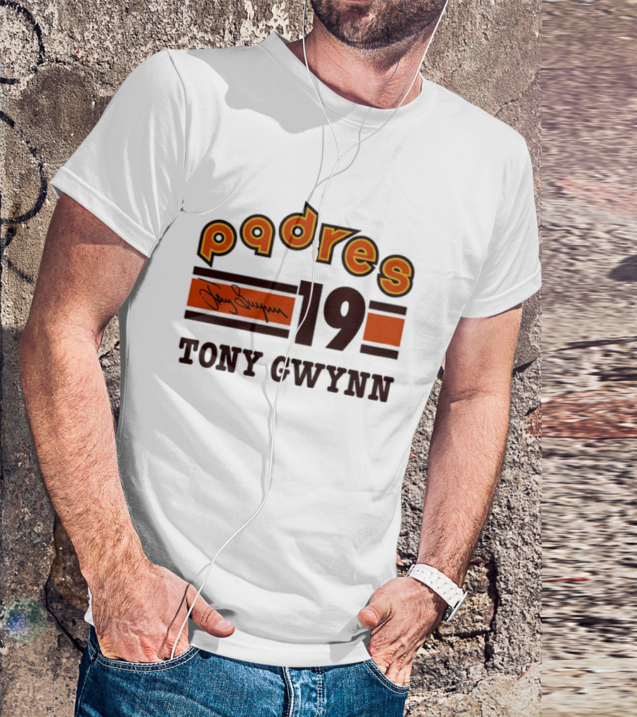 Padres 19 Tony Gwynn Signature T-Shirt