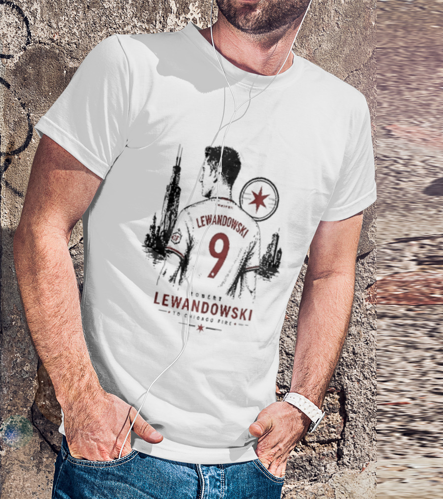 Robert Lewandowski Number 9 Chicago Fire Soccer Transfer T-Shirt