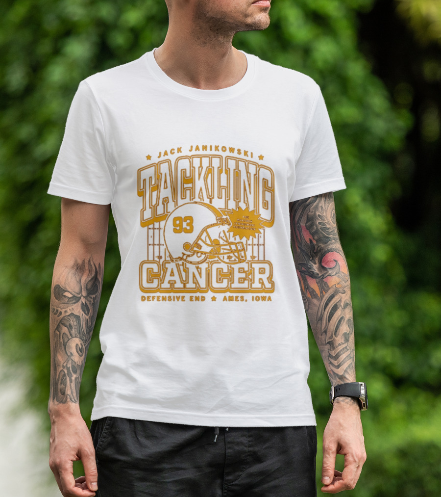 Jack Janikowski Tackling Cancer Defensive End 93 Ames Iowa Schmidt Foundation T-Shirt