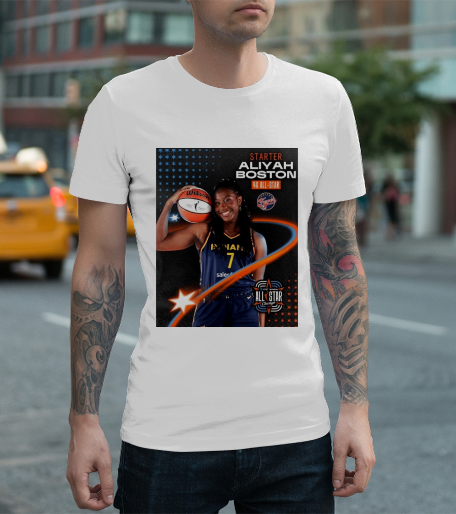 Starter Aliyah Boston 4x All Star Ind State Fever AT&T WNBA All Star 2026 Chicago T-Shirt