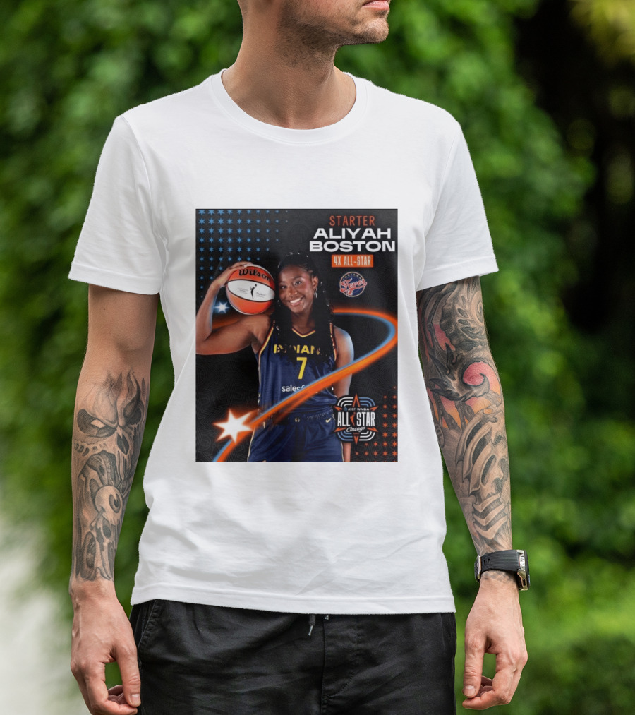 Starter Aliyah Boston 4x All Star Ind State Fever AT&T WNBA All Star 2026 Chicago T-Shirt