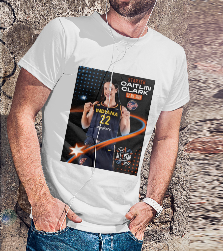 Starter Caitlin Clark Indiana 3X All Star Fever AT&T WNBA All Star Chicago T-Shirt