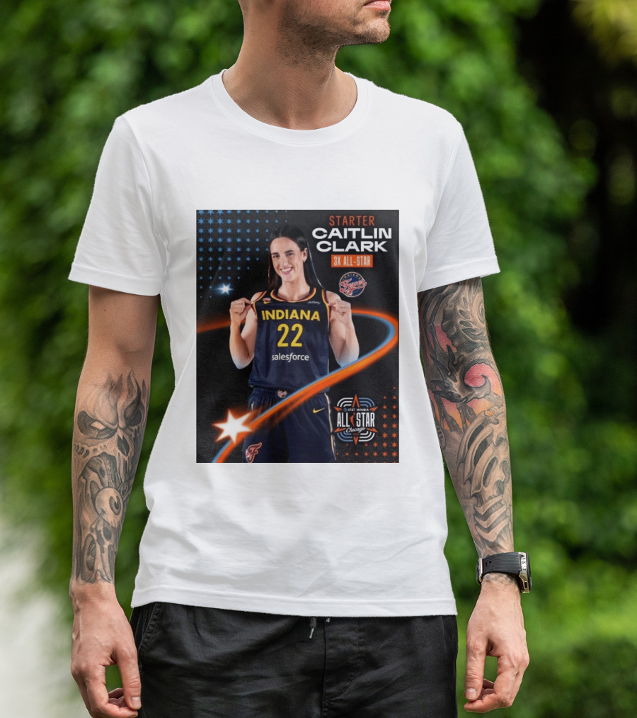 Starter Caitlin Clark Indiana 3X All Star Fever AT&T WNBA All Star Chicago T-Shirt