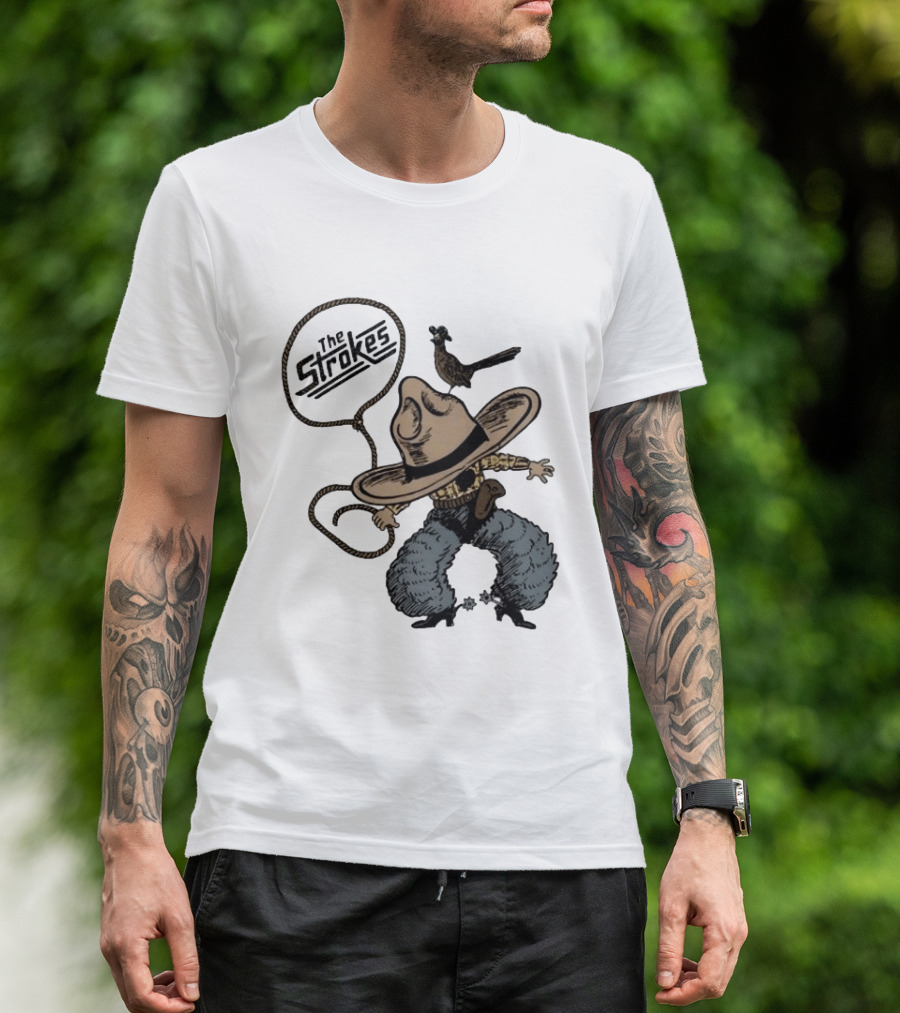 The Strokes Cowboy Roadrunner Western Lasso Band Music T-Shirt