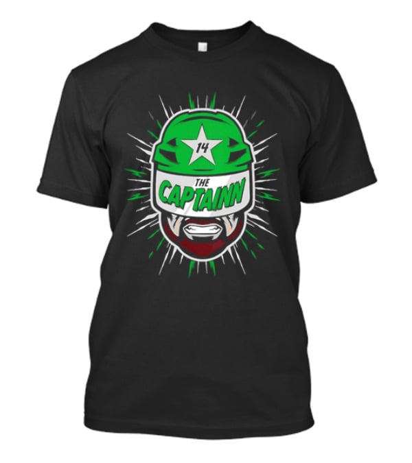 The Captainn Dallas Stars 14 Hockey Beard Helmet T-Shirt