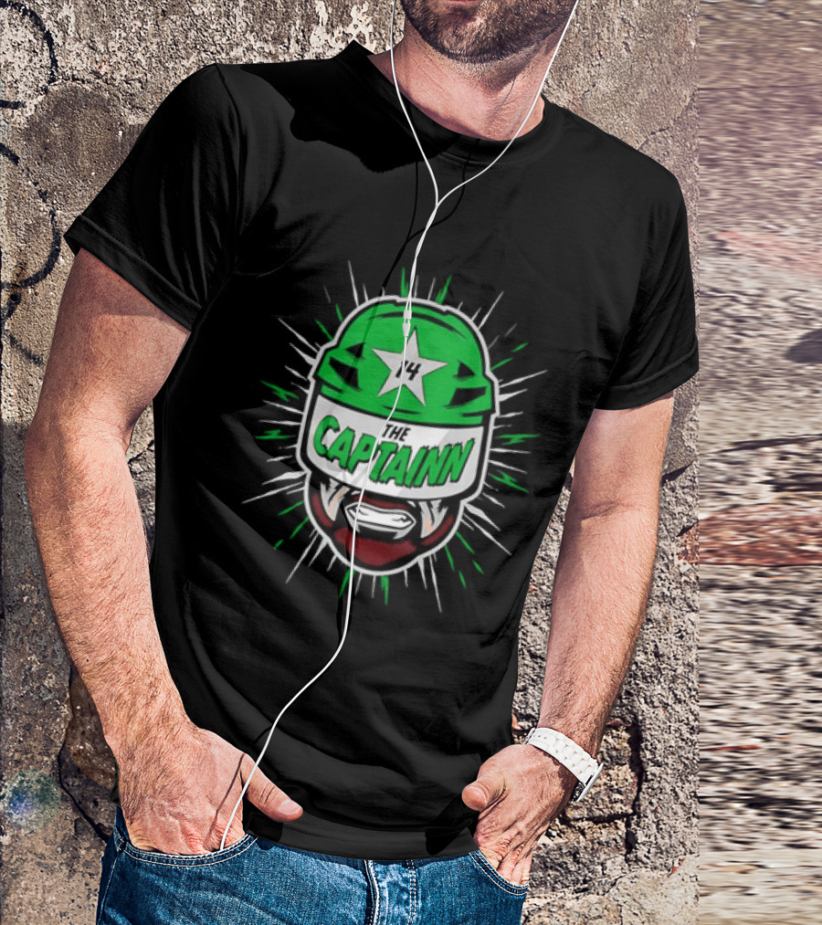 The Captainn Dallas Stars 14 Hockey Beard Helmet T-Shirt