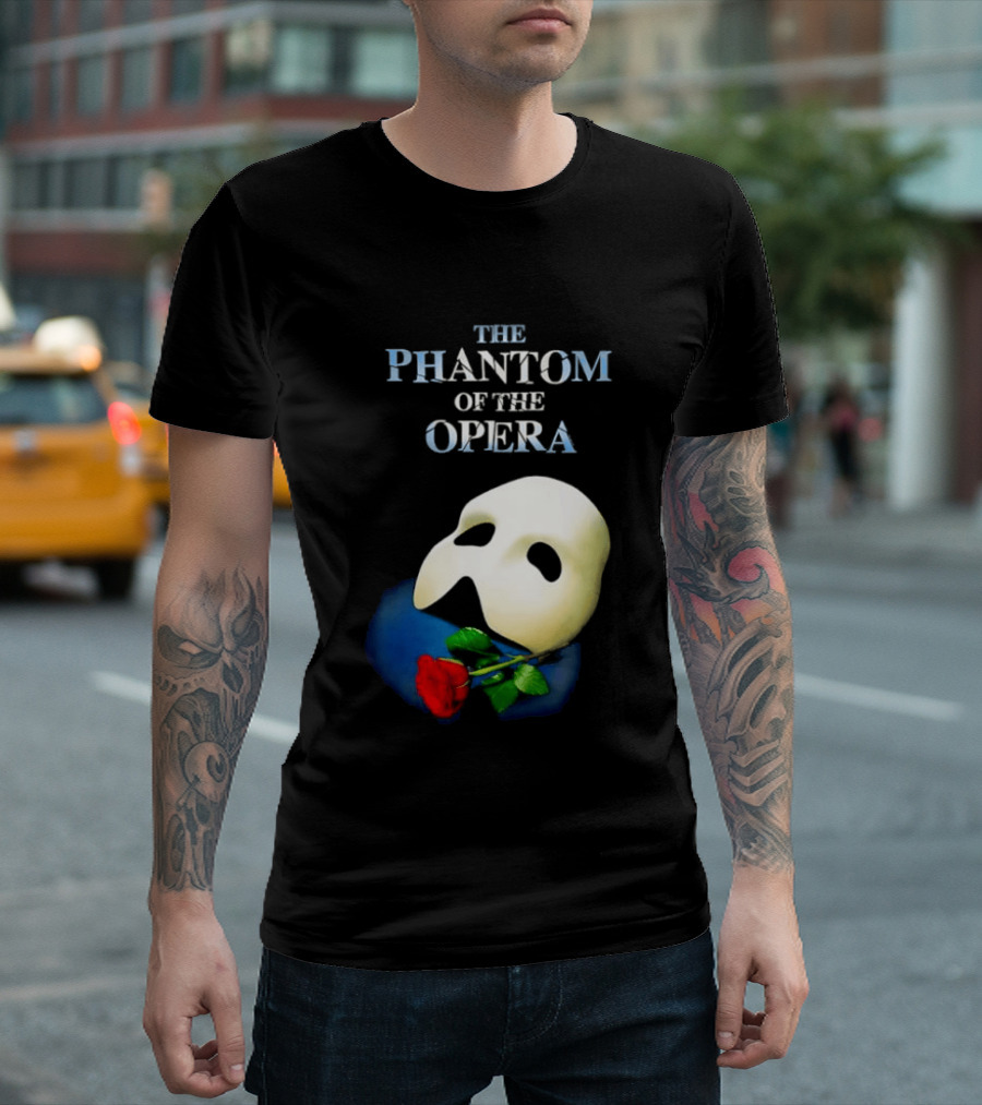 The Phantom Of The Opera Mask With Red Rose T-Shirt