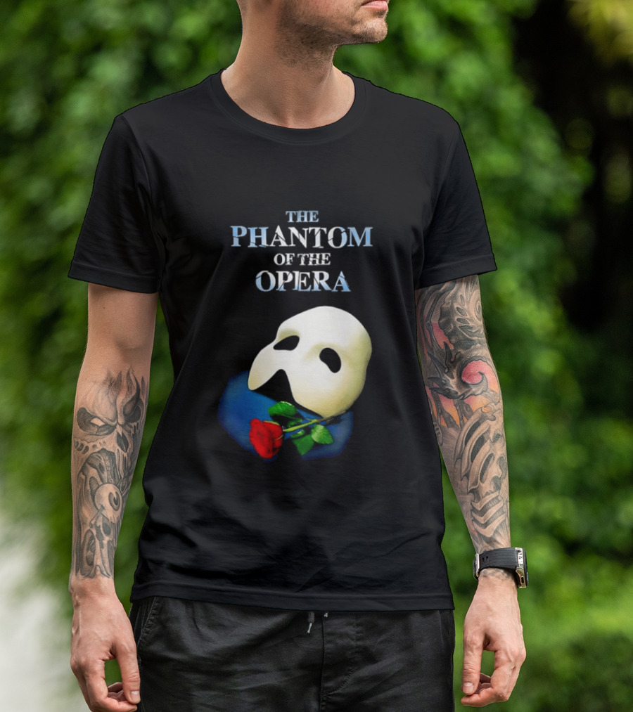 The Phantom Of The Opera Mask With Red Rose T-Shirt