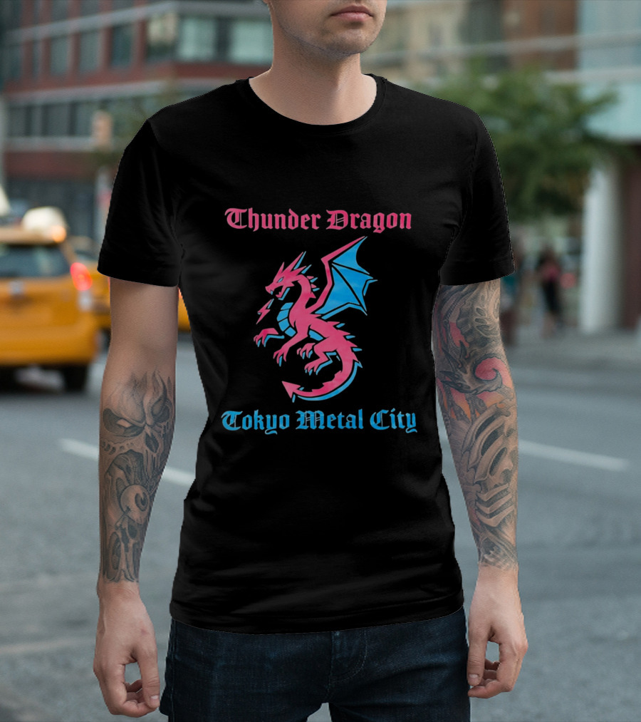 Thunder Dragon Tokyo Metal City Fantasy Dragon Winged Creature T-Shirt