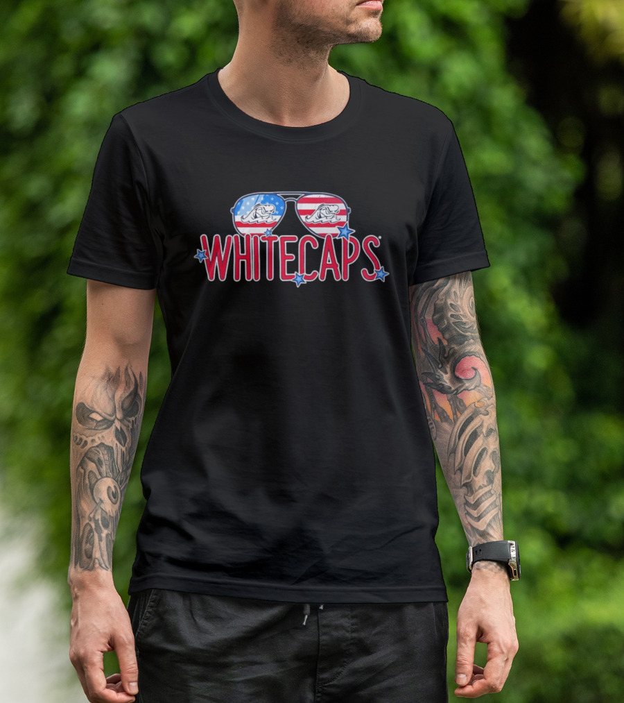 West Michigan Whitecaps American Flag Sunglasses Stars T-Shirt