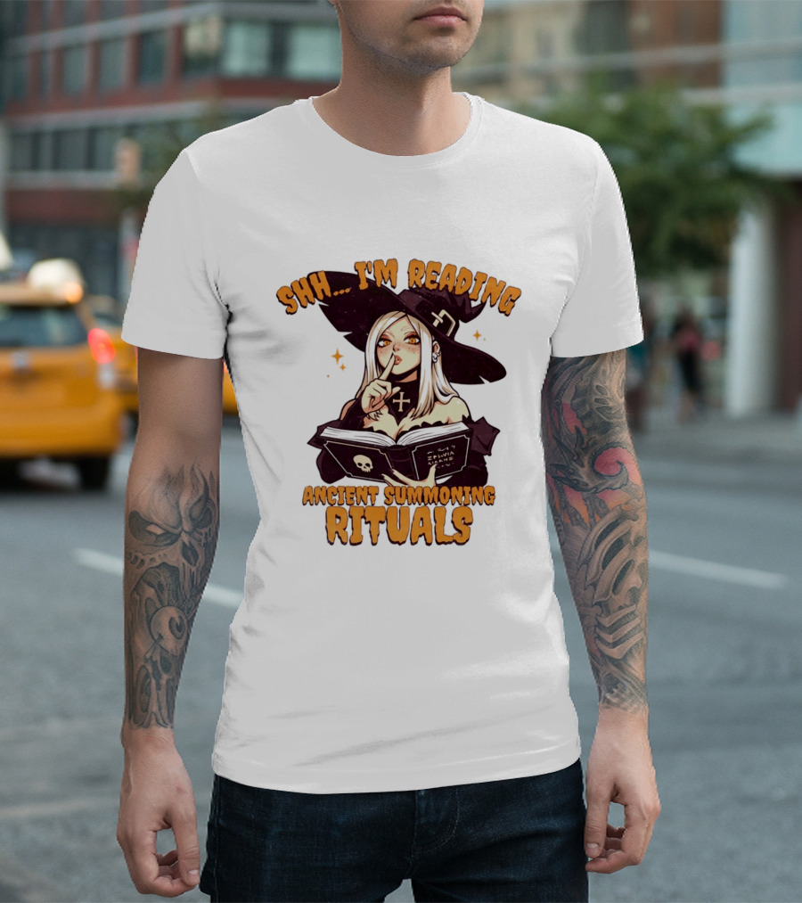 Shh I'm Reading Ancient Summoning Rituals Witch Gothic Spellcaster T-Shirt