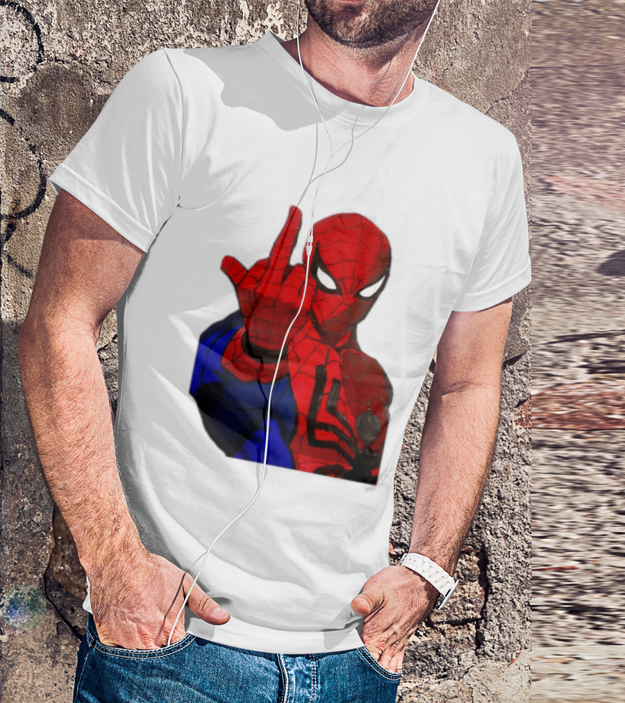 Spider Man Middle Finger Gesture Iconic Superhero Attitude T-Shirt