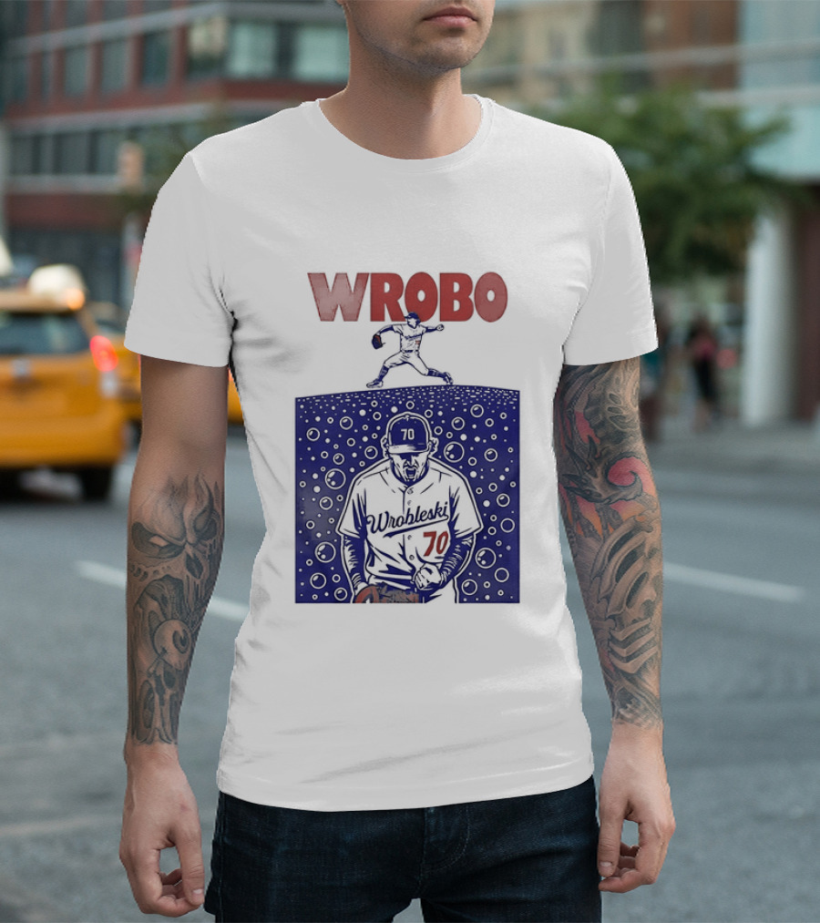 Wrobo Shark Justin Wrobleski Los Angeles Dodgers Baseball T-Shirt