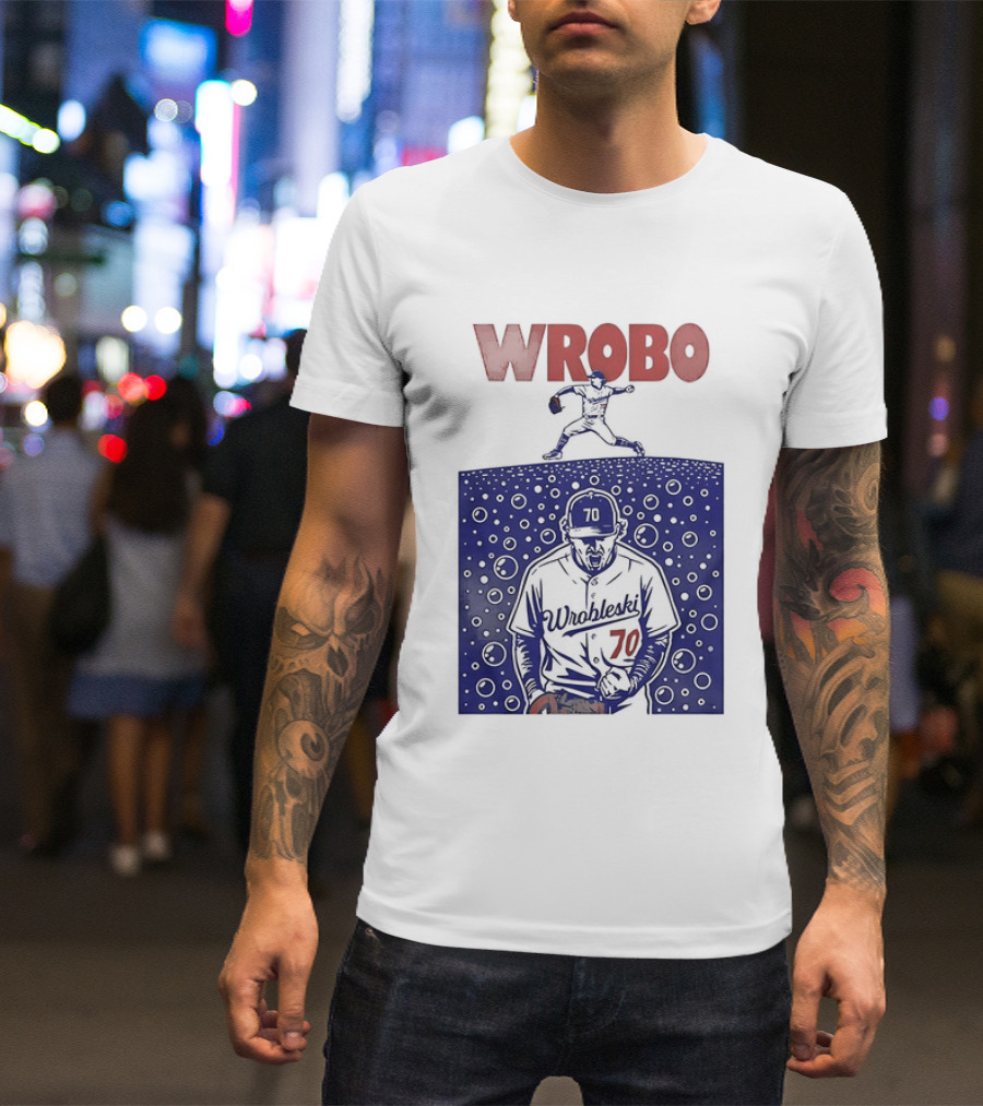 Wrobo Shark Justin Wrobleski Los Angeles Dodgers Baseball T-Shirt