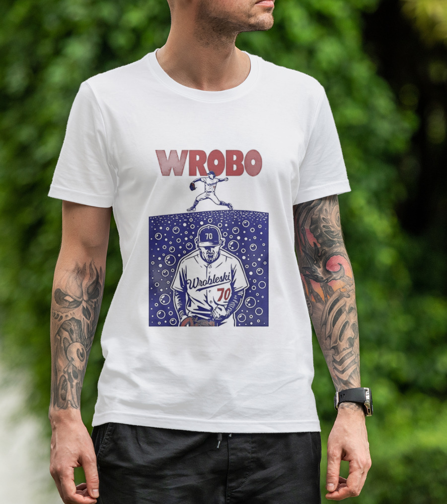 Wrobo Shark Justin Wrobleski Los Angeles Dodgers Baseball T-Shirt