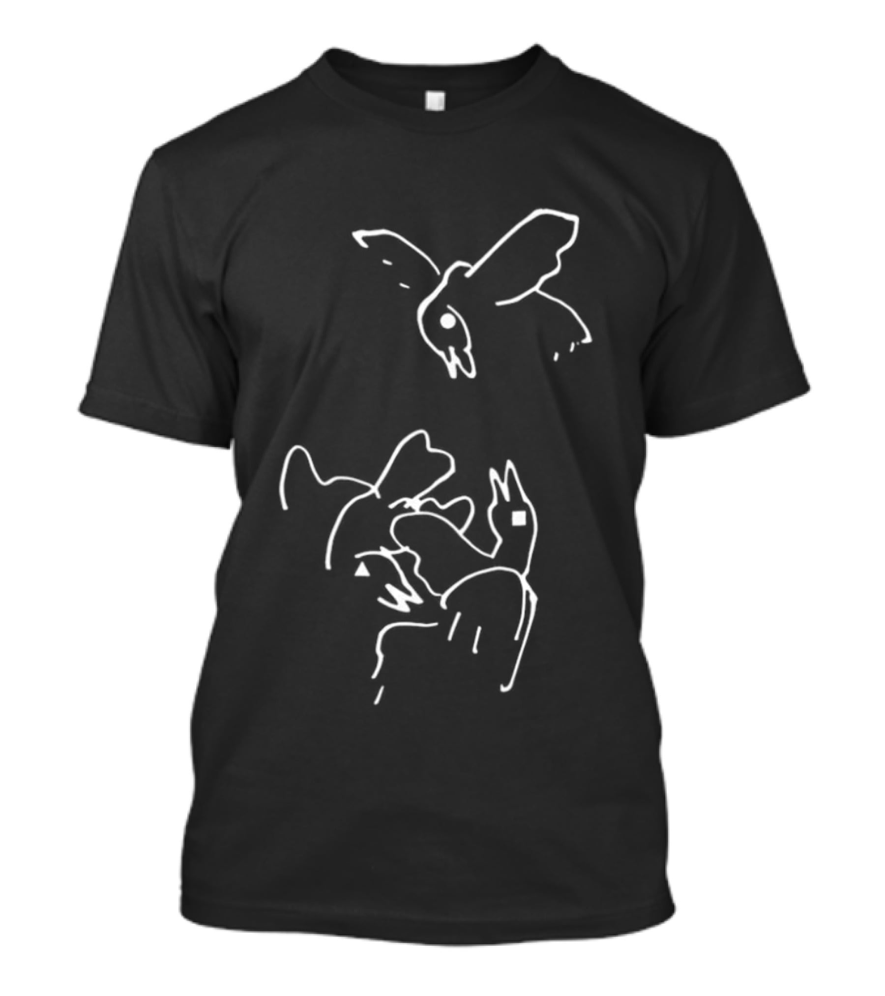 Square Triangle Bird Flying Black Minimalist Line T-Shirt