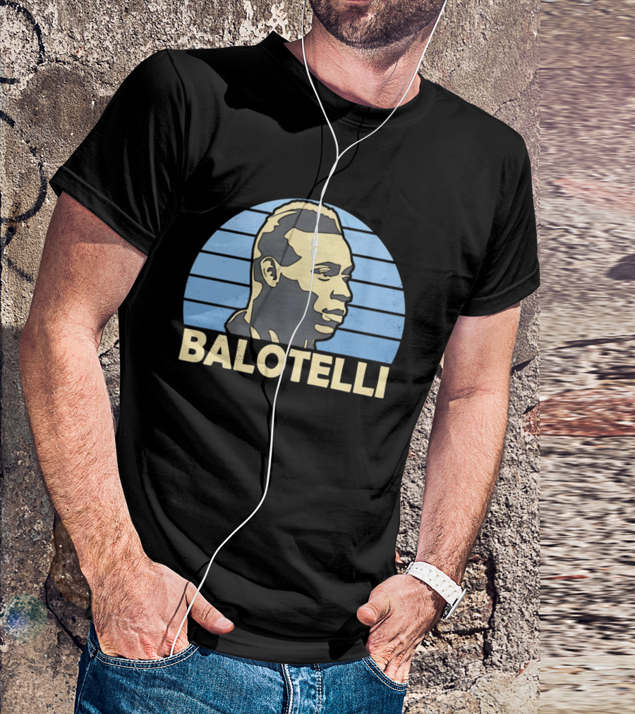 Balotelli Retro Style Italian Footballer Profile T-Shirt