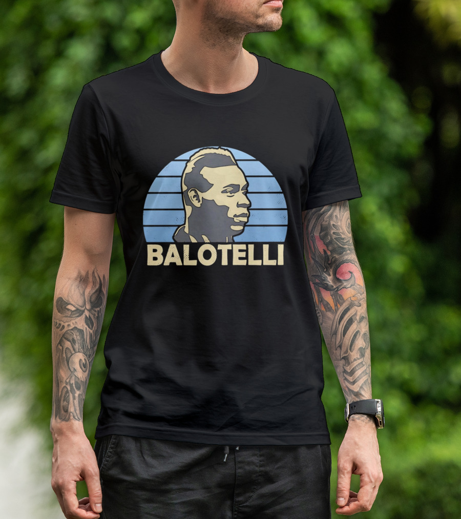 Balotelli Retro Style Italian Footballer Profile T-Shirt