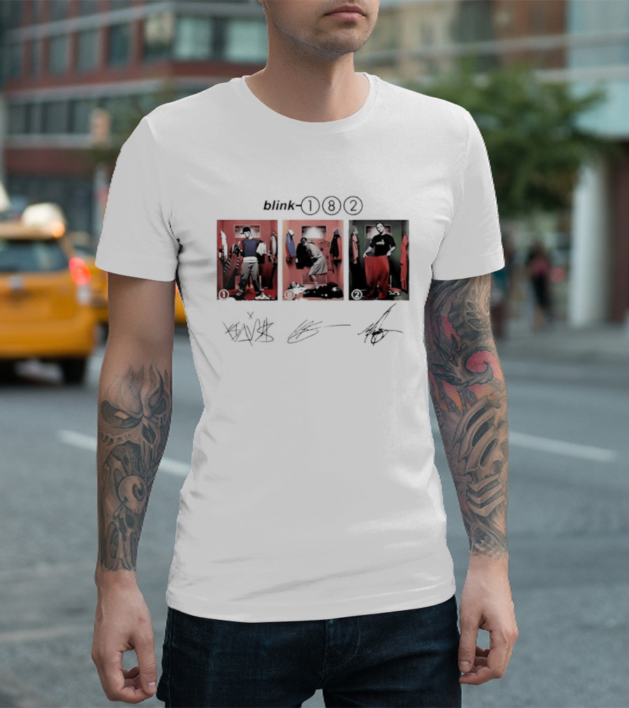 Blink 182 Trio Album Art With Autographs T-Shirt