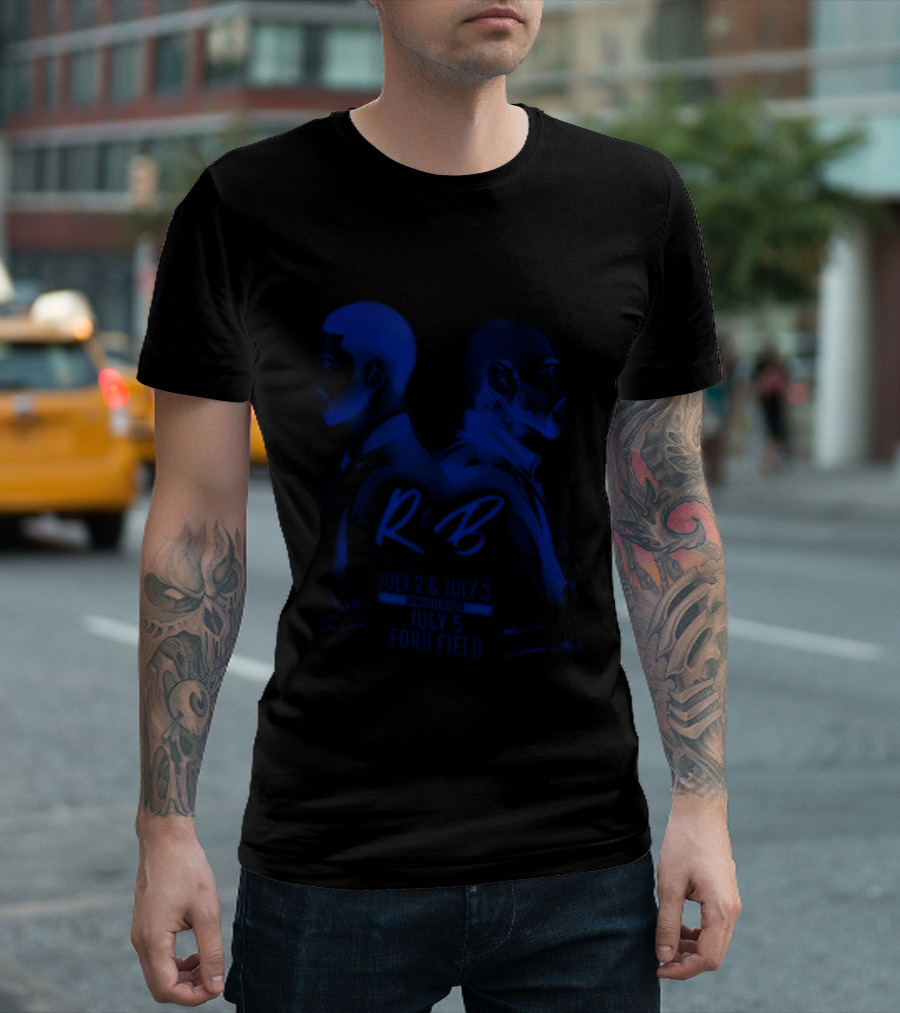 R&B Tour Chris Brown Usher Raymond Detroit Lions Ford Field T-Shirt