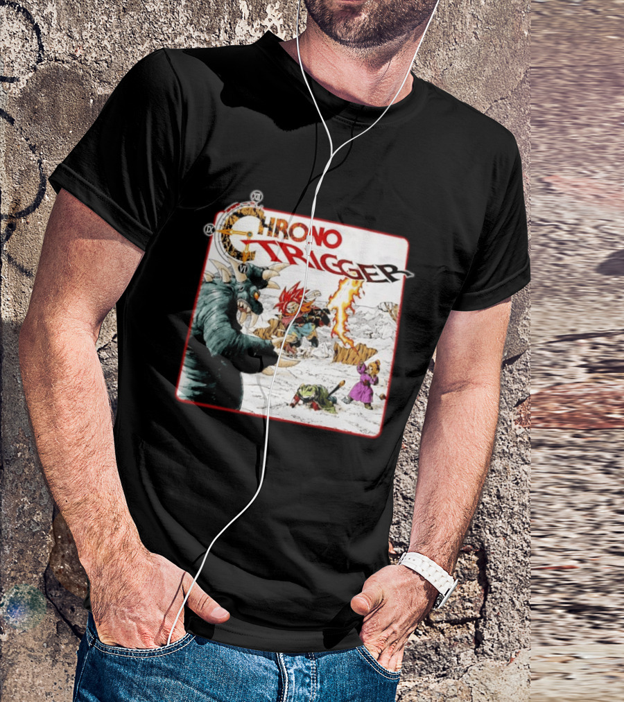 Chrono Trigger Iconic Gaming Adventure Characters And Battle Scene T-Shirt