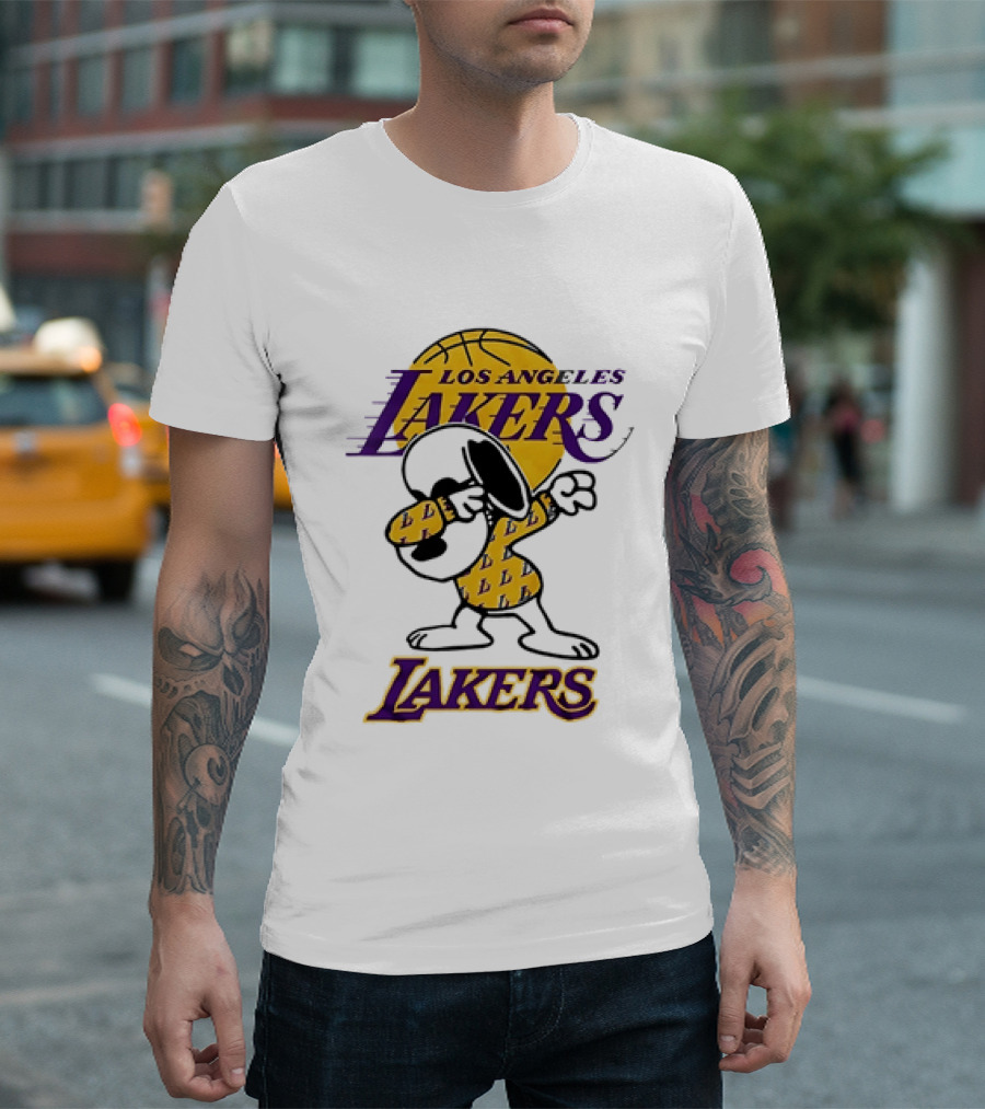 Dabbing Snoopy Los Angeles Lakers Basketball Mashup T-Shirt