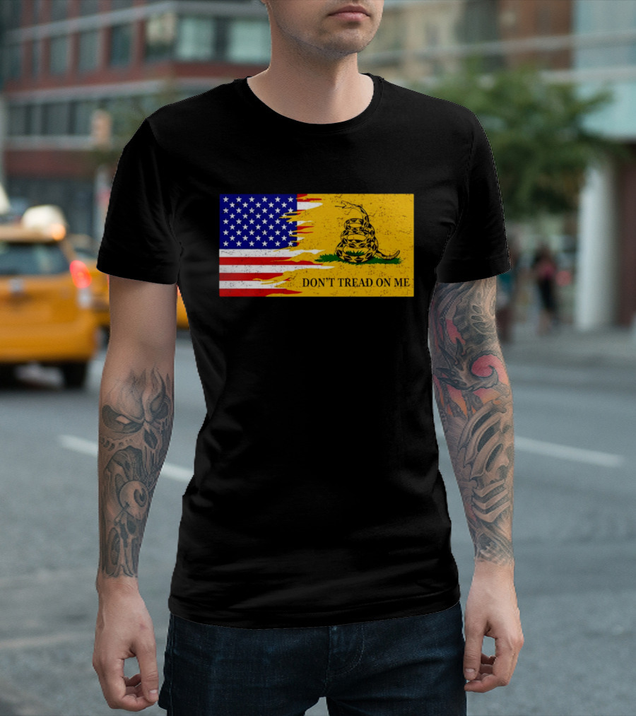 Don't Tread On Me American Flag Gadsden Snake T-Shirt