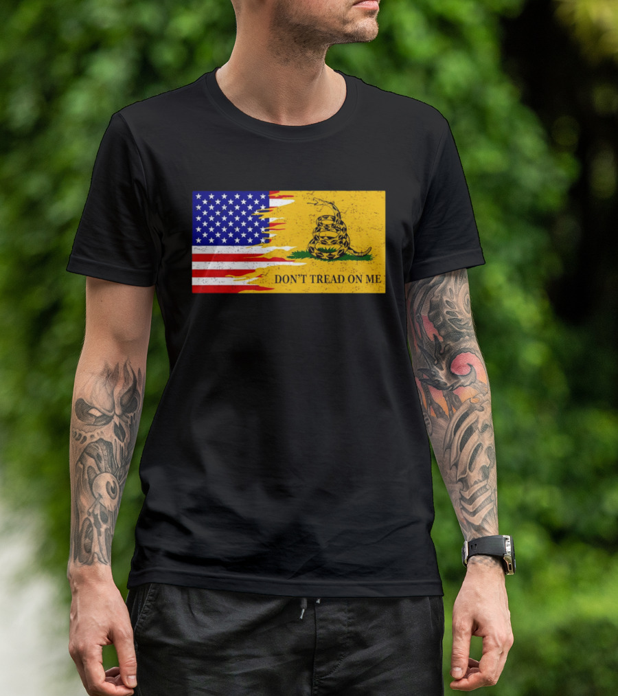 Don't Tread On Me American Flag Gadsden Snake T-Shirt