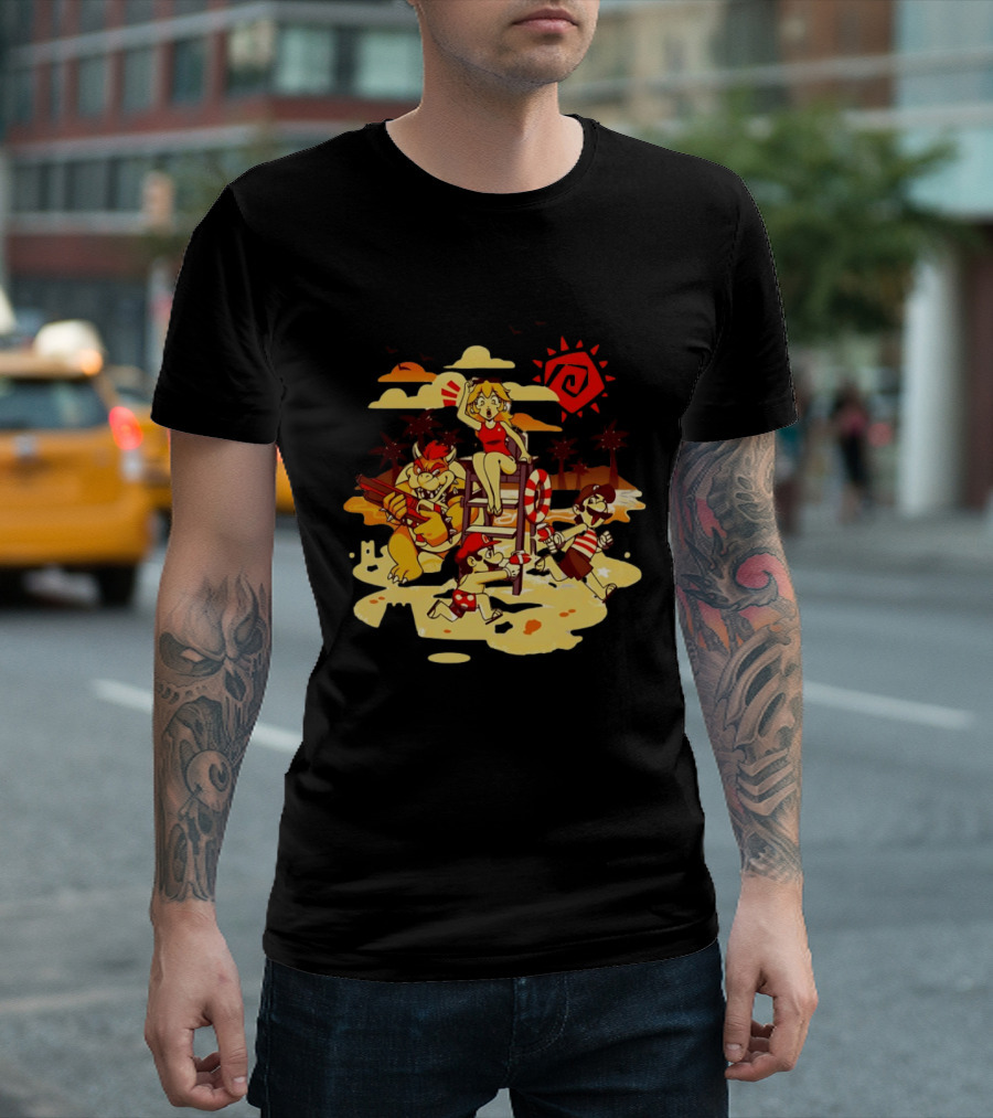 Frenemies Summer Beach Fun Mario Luigi Princess Peach Bowser Adventure T-Shirt