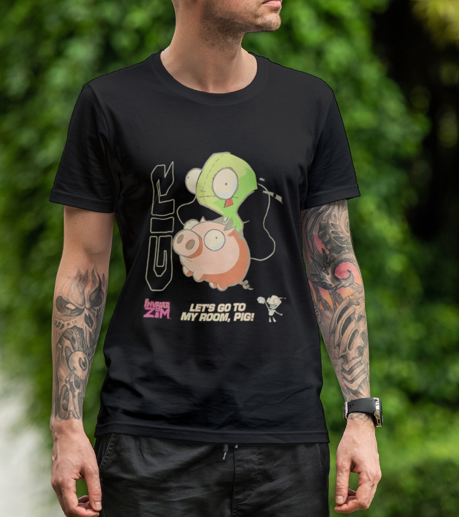 GIR Invader Zim Let's Go To My Room Pig Ride Adventure T-Shirt