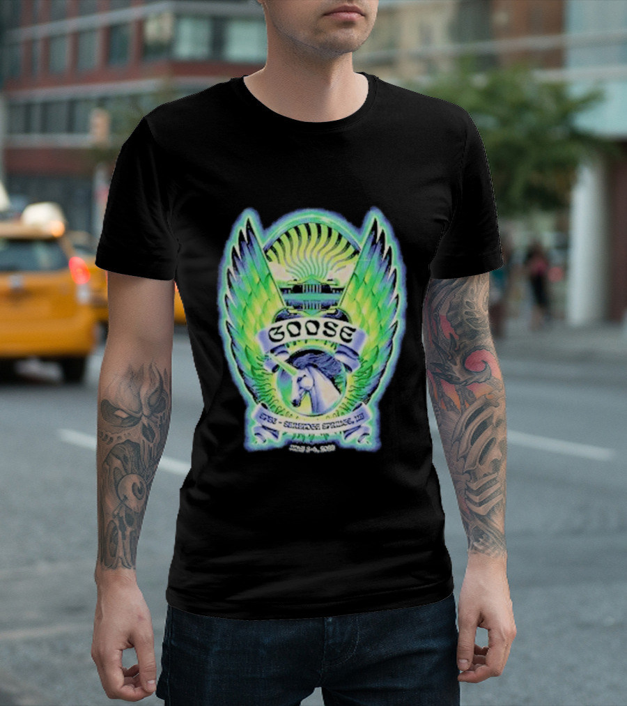 Goose The Band Saratoga Springs July 3 4 2026 Winged Horse New York Concert Tour T-Shirt